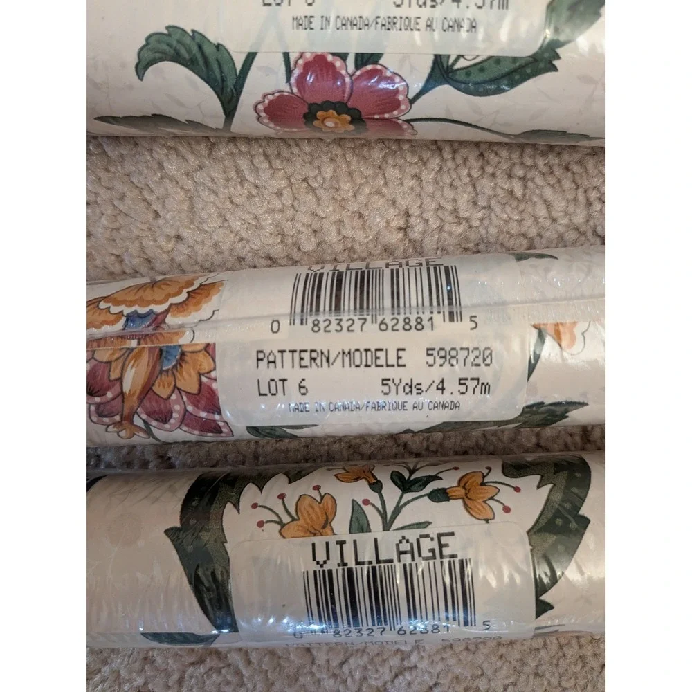 New Sealed Village Wallpaper Border 3 Rolls Floral Vine Pattern 598720 Lot 6